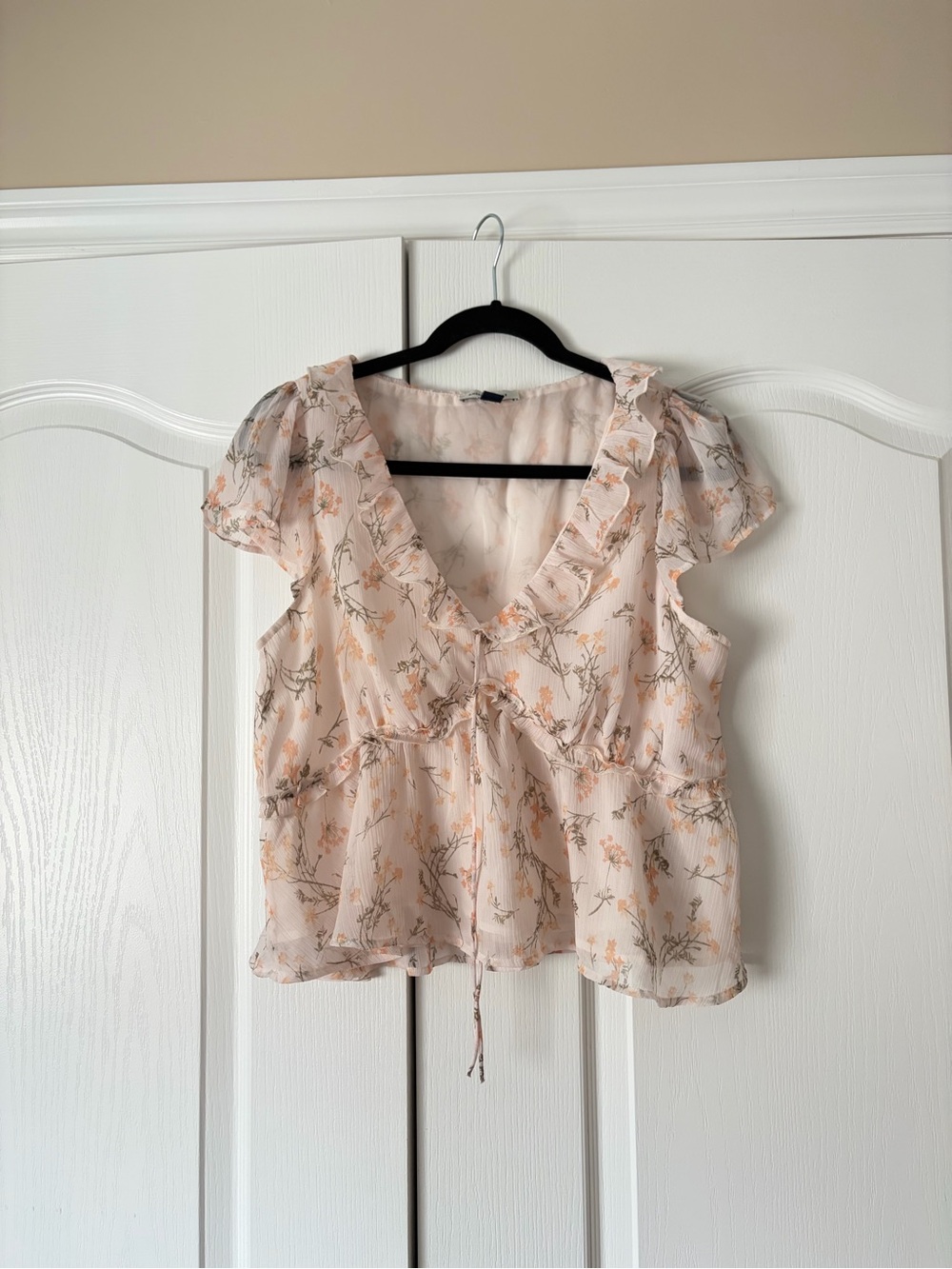 American Eagle Floral V-Neck Babydoll Top